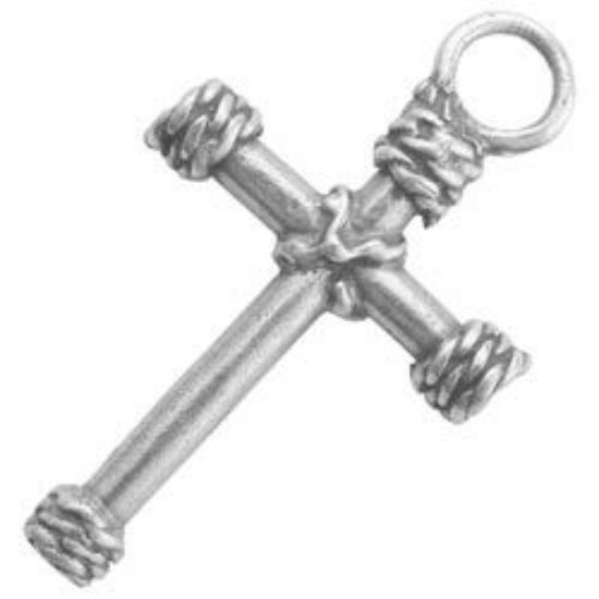 Picture of Sterling Silver Machine Cast Rope Loop Cross 15x24mm