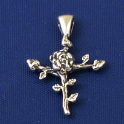 Picture of Sterling Silver Rose Cross Small Machine Cast 35x19mm