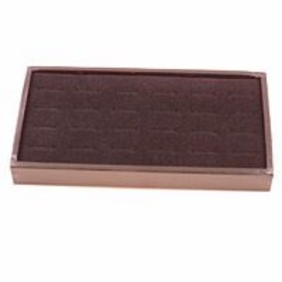 Picture of Enchanted Black Flock Ring Pad with Quality Jewelry Tray, 24 Straight Ring Slots, 8-1/4" x 4-1/2" x 1" H
