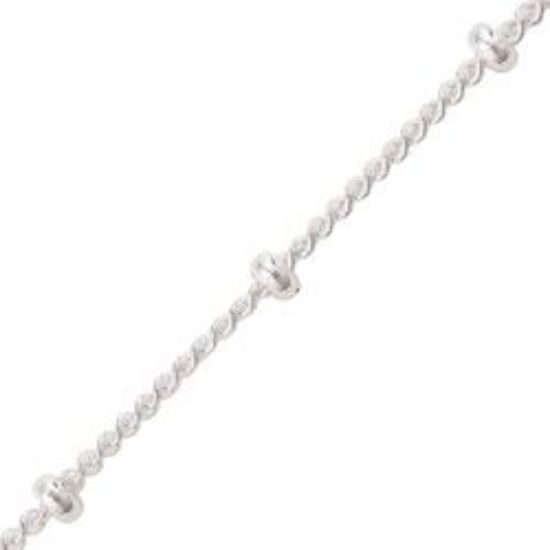 Picture of Sterling Silver Curb Chain w/ Bead 18 Inch x 1mm