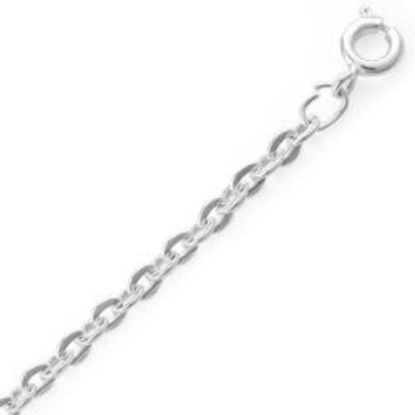 Picture of Silver Plated Flat Cable 3mm Chain, 24" Length.  IMPORTED ECONOMY QUALITY CHAINS: DUE TO THE PRICE, THIS ITEM VARIES IN LENGTH AND SIZE, NO REFUNDS OR EXCHANGES.
