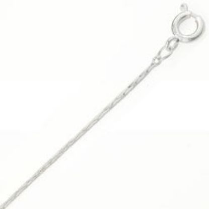 Picture of Silver Plated Flat Cobra Chain 1.3mm 18". IMPORTED ECONOMY QUALITY CHAINS: DUE TO THE PRICE, THIS ITEM VARIES IN LENGTH AND SIZE, NO REFUNDS OR EXCHANGES.