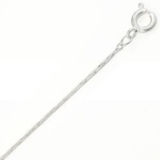 Picture of Silver Plated Flat Cobra Chain 1.3mm 20". IMPORTED ECONOMY QUALITY CHAINS: DUE TO THE PRICE, THIS ITEM VARIES IN LENGTH AND SIZE, NO REFUNDS OR EXCHANGES.