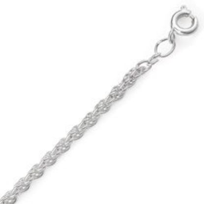 Picture of Silver Plated Rope Chain #260 3mm 18". IMPORTED ECONOMY QUALITY CHAINS: DUE TO THE PRICE, THIS ITEM VARIES IN LENGTH AND SIZE, NO REFUNDS OR EXCHANGES.