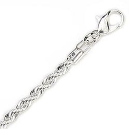 Picture of Silver Plated French Rope Chain 3.5mm 24". IMPORTED ECONOMY QUALITY CHAINS: DUE TO THE PRICE, THIS ITEM VARIES IN LENGTH AND SIZE, NO REFUNDS OR EXCHANGES.