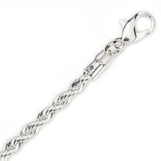 Picture of Silver Plated French Rope Chain 3.5mm 24". IMPORTED ECONOMY QUALITY CHAINS: DUE TO THE PRICE, THIS ITEM VARIES IN LENGTH AND SIZE, NO REFUNDS OR EXCHANGES.
