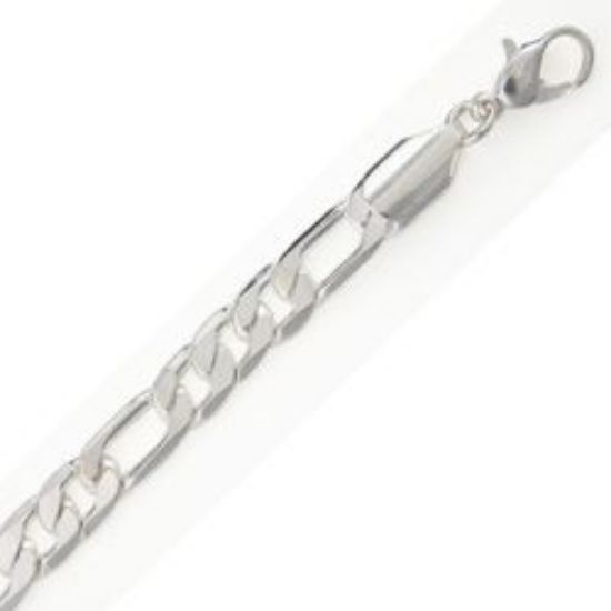 Picture of Silver Plated Figaro Chain 6mm 20". IMPORTED ECONOMY QUALITY CHAINS: DUE TO THE PRICE, THIS ITEM VARIES IN LENGTH AND SIZE, NO REFUNDS OR EXCHANGES.