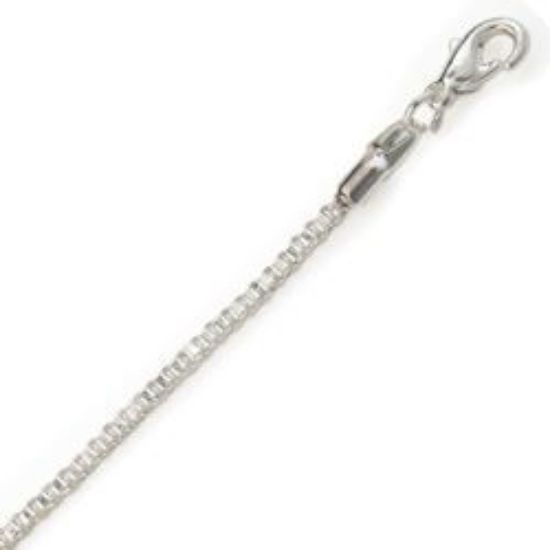 Picture of Silver Plated Box Chain 2mm 24". IMPORTED ECONOMY QUALITY CHAINS: DUE TO THE PRICE, THIS ITEM VARIES IN LENGTH AND SIZE, NO REFUNDS OR EXCHANGES.
