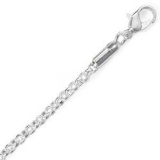 Picture of Silver Plated Rolo Chain 3mm 20". IMPORTED ECONOMY QUALITY CHAINS: DUE TO THE PRICE, THIS ITEM VARIES IN LENGTH AND SIZE, NO REFUNDS OR EXCHANGES.