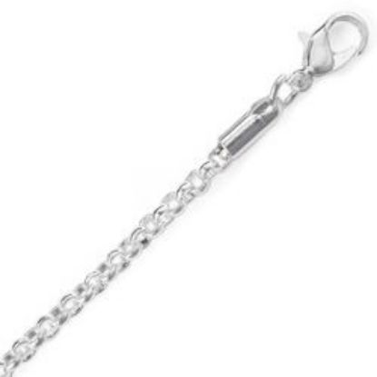 Picture of Silver Plated Rolo Chain 3mm 24". IMPORTED ECONOMY QUALITY CHAINS: DUE TO THE PRICE, THIS ITEM VARIES IN LENGTH AND SIZE, NO REFUNDS OR EXCHANGES.