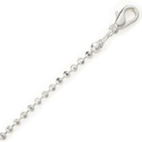 Picture of Silver Plated Bead Die Cut Chain 2mm 18". IMPORTED ECONOMY QUALITY CHAINS: DUE TO THE PRICE, THIS ITEM VARIES IN LENGTH AND SIZE, NO REFUNDS OR EXCHANGES.