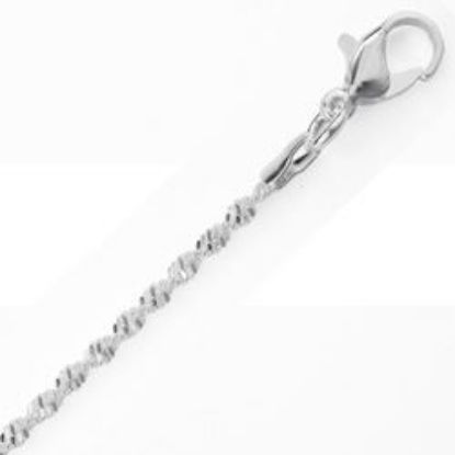 Picture of Silver Plated Diamond Twist Chain 2mm 18". IMPORTED ECONOMY QUALITY CHAINS: DUE TO THE PRICE, THIS ITEM VARIES IN LENGTH AND SIZE, NO REFUNDS OR EXCHANGES.