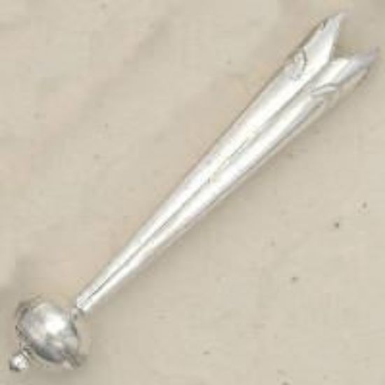 Picture of Sterling Silver Extra Large Bolo Tip with 12mm Stamped Bead #10. Fits: 8 & 10 Ply Cords.