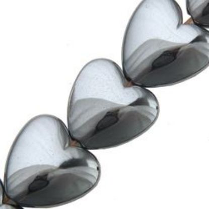 Picture of Hematine Puffed Heart 12mm 16" Strand