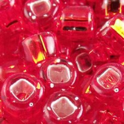 Picture of Size 6 Japanese Seed Beads, Silver-Lined Dark Red (#11A), Approximately 25 Grams