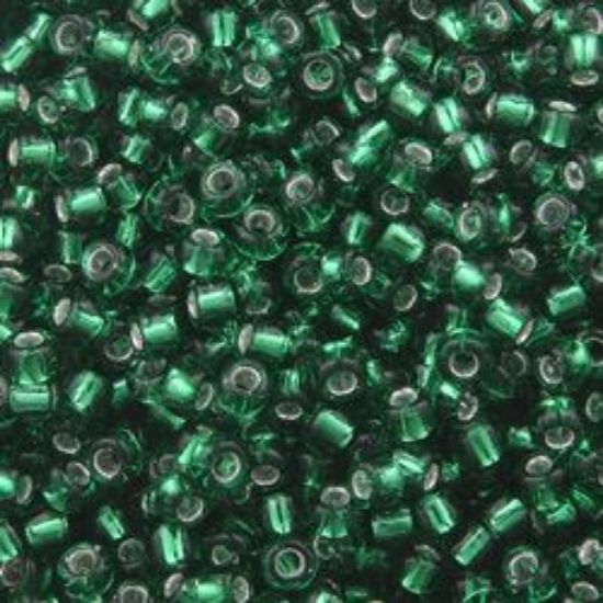 Picture of Size 11 Japanese Seed Beads, Silverlined Medium Green (#16), Approximately 25 Grams