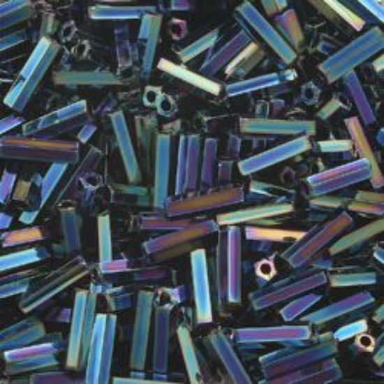 Picture of Metallic Multi Iris Bugle Bead #455 / 6mm<br />Approximately 25 Grams