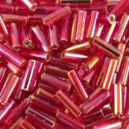 Picture of Silverlined Red AB Bugle Bead #638 / 6mm<br />Approximately 25 Grams
