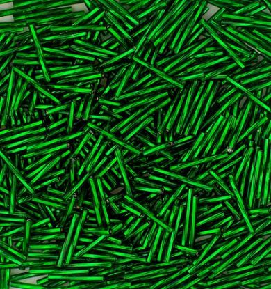 Picture of Preciosa Czech Twisted Bugles 20mm, Silver-Lined Dark Green, Approximately 50 Grams