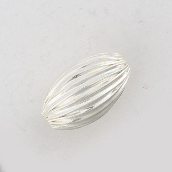 Picture of Silver Plated Corrugated Melon Beads, 8x14mm 0.067" Hole<br />10 ~        Beads