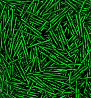 Picture of Silverlined Dark Green Twist Bugle Beads 25mm<br />Approximately 50 Grams