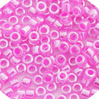 Picture of Miyuki Delica Size 11 Seed Beads, Dyed Crystal Fuschia Ceylon Lined 