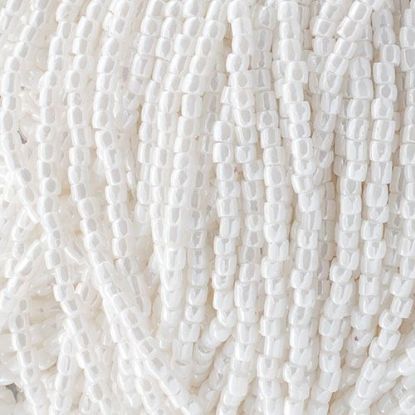 Picture of 3-Cut Size 9/0, Preciosa Czech Seed Bead, Opaque White Luster, Sold by the Hank