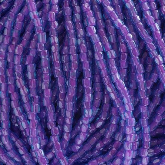 Picture of 3-Cut Size 9/0, Preciosa Czech Seed Bead, Transparent Fuschia Color-Lined, Sold by the Hank