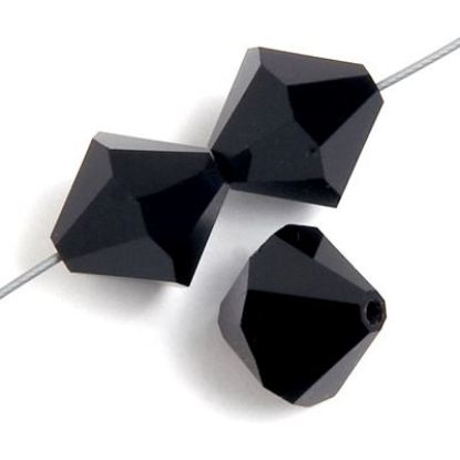 Picture of Preciosa Bi-Cone, Jet Glass 4mm Beads, 5" Strand