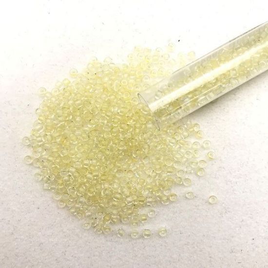 Picture of Size 8 Japanese Seed Beads, Pink/Bright Green Glow in the Dark (#2721), Approximately 25 Grams