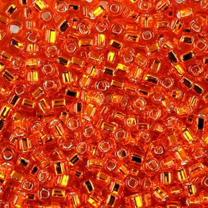 Picture of Size 8 Japanese Seed Beads, Silverlined Orange (#9), Approximately 25 Grams