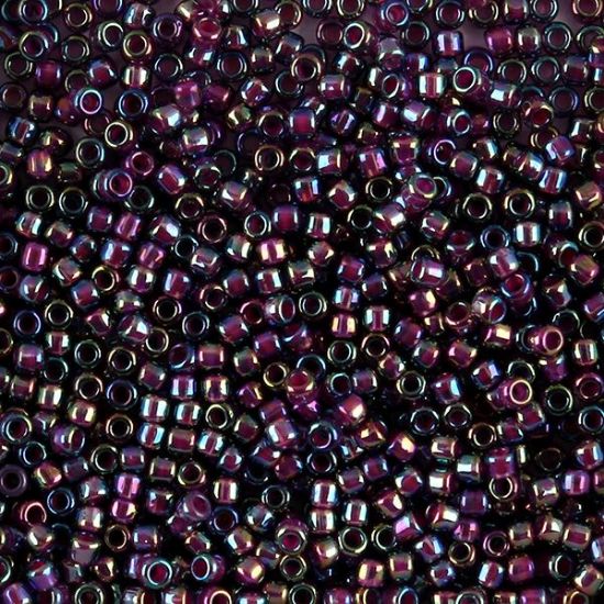 Picture of Amethyst Colorlined Magenta Aurora Borealis Seed Beads #356E / Size 8<br />Approximately 25 Grams
