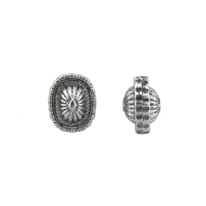 Picture of Silver Plated Light Concho Bead 11x14mm , Sold per pkg of 20 beads
