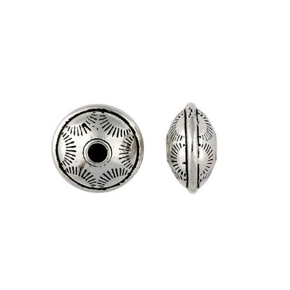 Picture of TierraCast Silver Plated Stamped Rondelle Bead, 6x10mm, I.D. 2mm