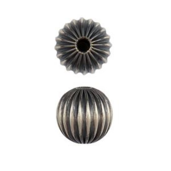 Picture of Sterling Silver Navajo Pearl Style by JCK, 8mm Round Corrugated Bead