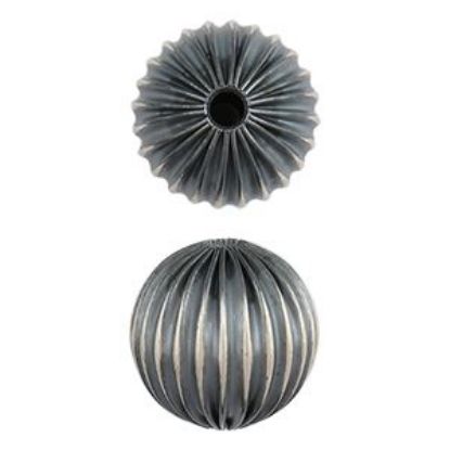 Picture of Sterling Silver Navajo Pearl Style by JCK, 16mm Round Corrugated Bead