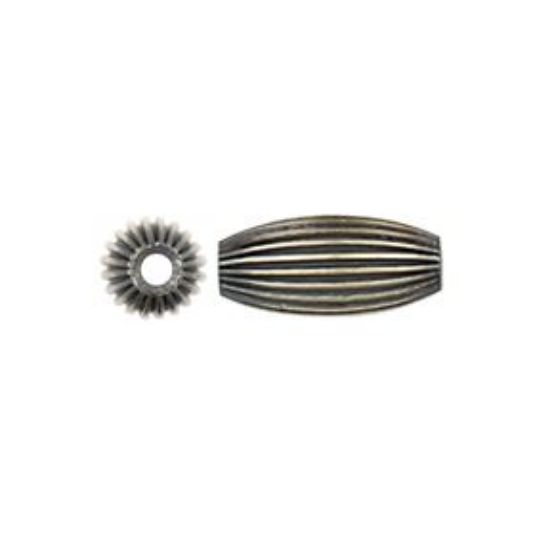 Picture of Sterling Silver Navajo Pearl Style by JCK, 4x10mm Melon Corrugated Bead