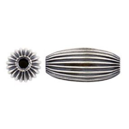 Picture of Sterling Silver Navajo Pearl Style by JCK, 7x14 mm Melon Corrugated Bead