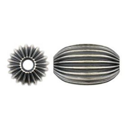 Picture of Sterling Silver Navajo Pearl Style by JCK, 8x13mm Melon Corrugated Bead