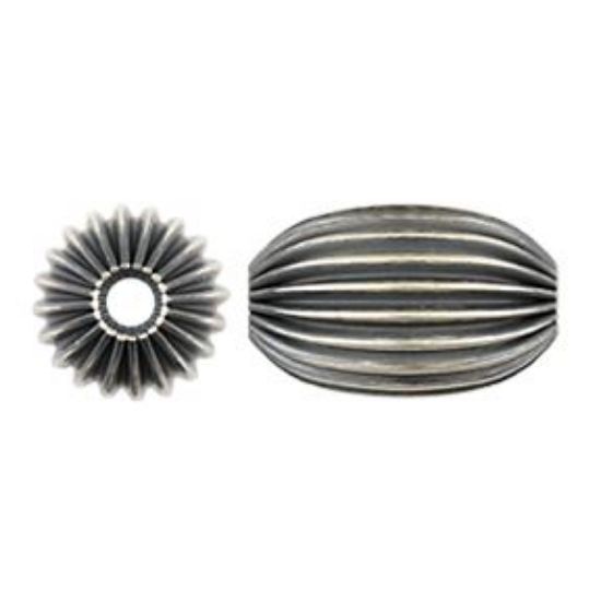 Picture of Sterling Silver Navajo Pearl Style by JCK, 8x13mm Melon Corrugated Bead