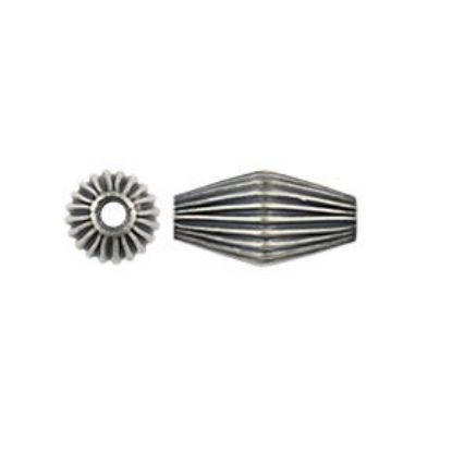 Picture of Sterling Silver Navajo Pearl Style by JCK, 5x10mm Corrugated Oval Bead