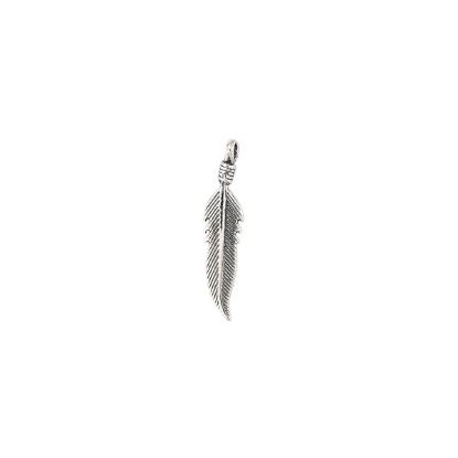 Picture of Sterling Silver Machine Cast Small Double Sided Feather 23.5x5mm