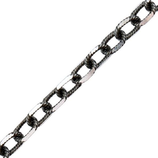 Picture of Sterling Silver Diamond Cut  Oxidized Cable Chain ,6.4mm, 24" Length
