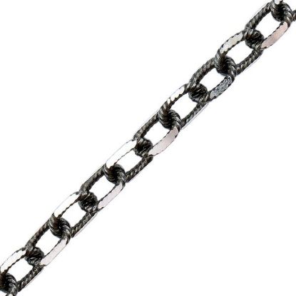 Picture of Sterling Silver Diamond Cut  Oxidized Cable Chain ,6.4mm, 22" Length