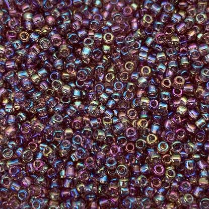 Picture of Size 11 Japanese Seed Beads, Transparent Light Amethyst Aurora Borealis (#256), Approximately 25 Grams