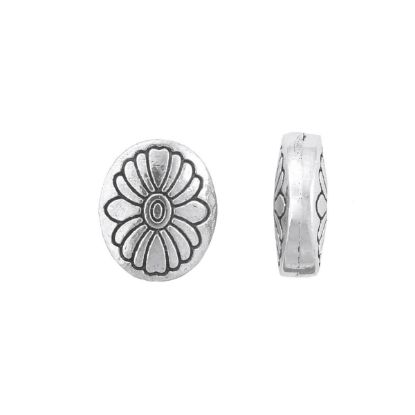 Picture of Silver Plated 10x12mm, Cast Bead Oval. 10 beads