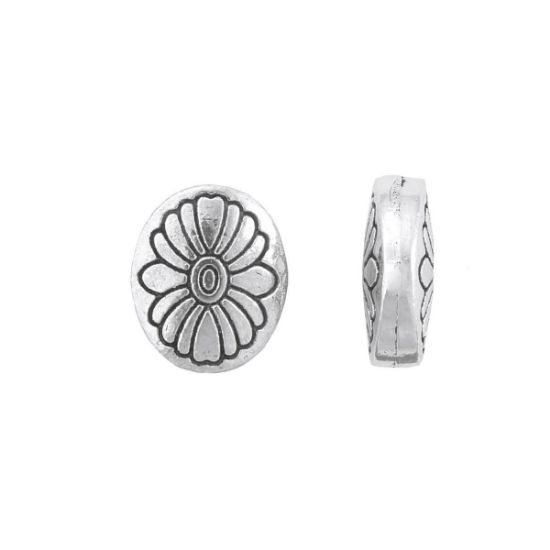Picture of Silver Plated 10x12mm, Cast Bead Oval. 10 beads