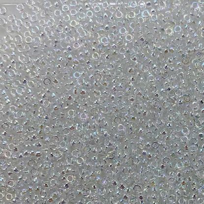 Picture of Size 15 Seed Bead, Transparent Crystal Aurora Borealis #250, Approximately 25 Grams
