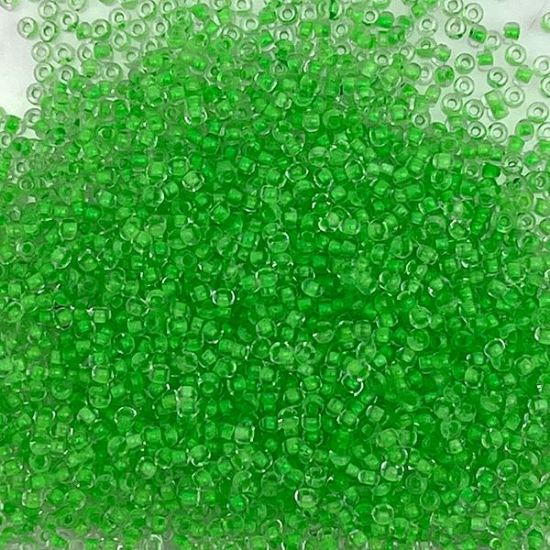 Picture of Size 10 Czech Seed Beads, Colorlined Crystal Neon Green, Approximately 25 Grams