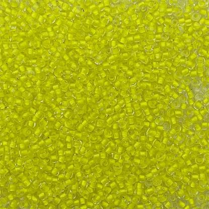 Picture of Size 10 Czech Seed Beads, Colorlined Crystal Neon Yellow, Approximately 25 Grams